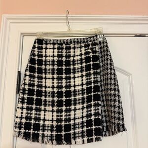 Gianni Bini Plaid Black and White Skirt